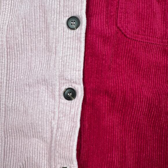 GeeGee Pink Corduroy Fringe Patchwork Boho Whimsical Shacket Coat Jacket 3XL - Picture 7 of 16